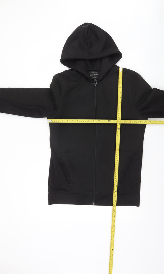 Mens UK Size S River Island Black Full Zip Hoodie