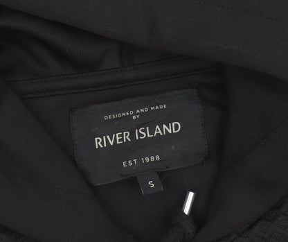 Mens UK Size S River Island Black Full Zip Hoodie