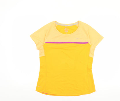 Nike Womens Yellow Dri-FIT Running T-Shirt Size S Lightweight Gym Top