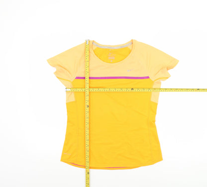 Nike Womens Yellow Dri-FIT Running T-Shirt Size S Lightweight Gym Top