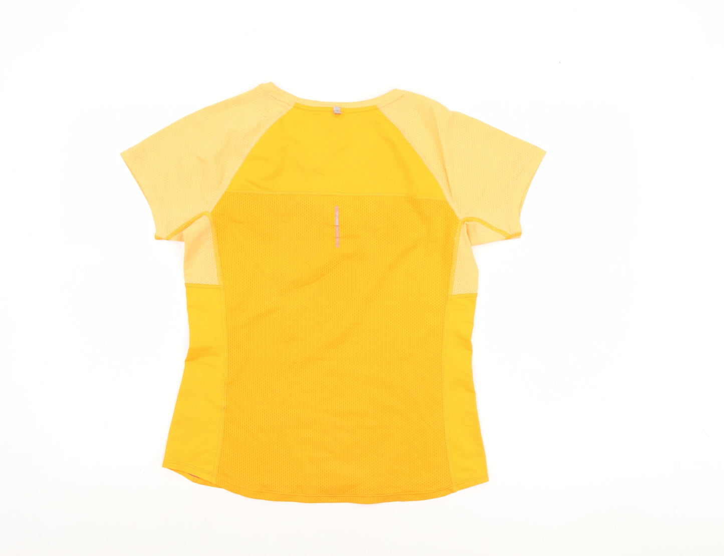 Nike Womens Yellow Dri-FIT Running T-Shirt Size S Lightweight Gym Top