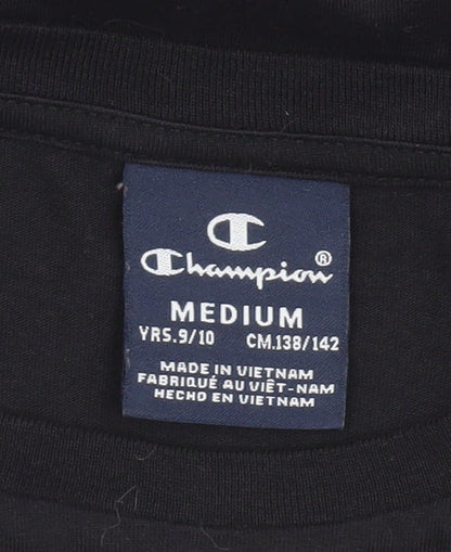 Boys UK Size 9-10 Years Champion Black Basic T-Shirt