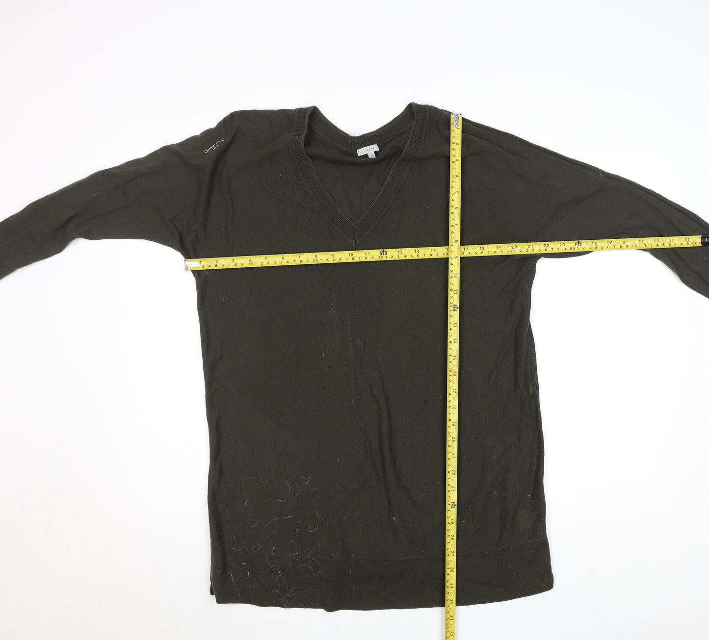 Jigsaw Men's Black Cotton V-Neck Jumper Size M Classic Knit