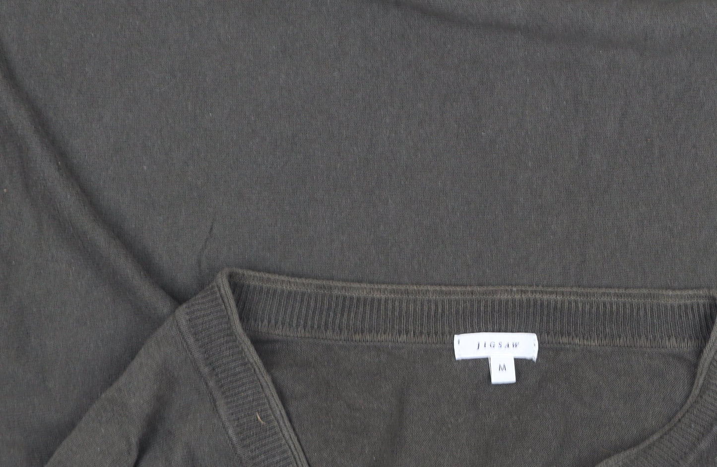 Jigsaw Men's Black Cotton V-Neck Jumper Size M Classic Knit