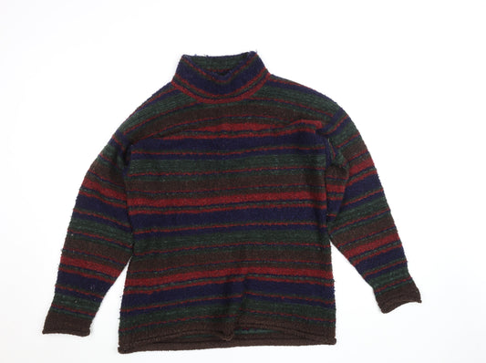 1052 Ultimate Men’s Multicoloured Striped Knit Jacket M Retro Style