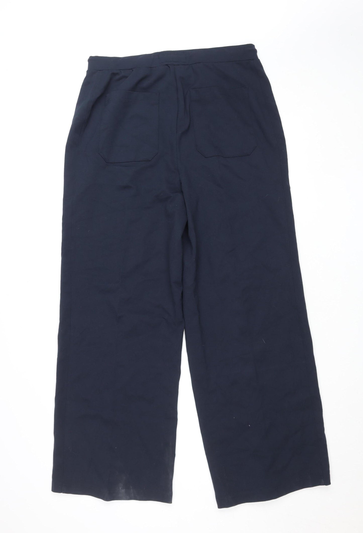 FatFace Womens Blue Wide-Leg Viscose Trousers Size 14R