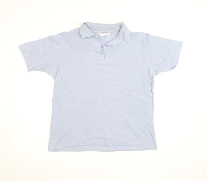 EWM Womens Blue 100% Cotton Short Sleeve Polo Shirt Size 14
