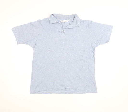EWM Womens Blue 100% Cotton Short Sleeve Polo Shirt Size 14