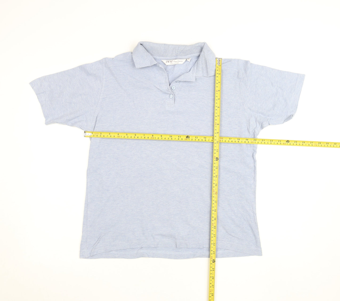 EWM Womens Blue 100% Cotton Short Sleeve Polo Shirt Size 14