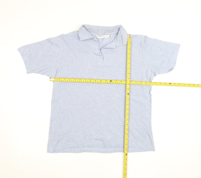 EWM Womens Blue 100% Cotton Short Sleeve Polo Shirt Size 14