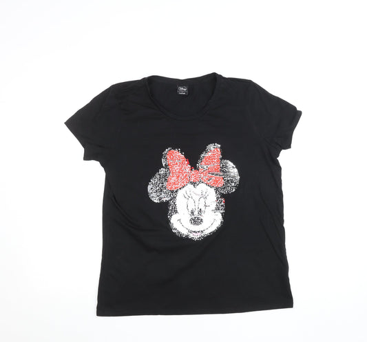 Womens UK Size 14 Disney at George Black Basic T-Shirt