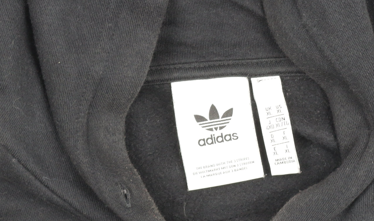 Adidas Men's Black XL Pullover Hoodie Sports Logo Fleece