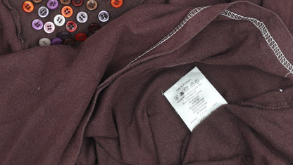 Joe Browns Women Brown Heart Button Long Sleeve Cotton T-Shirt UK 14