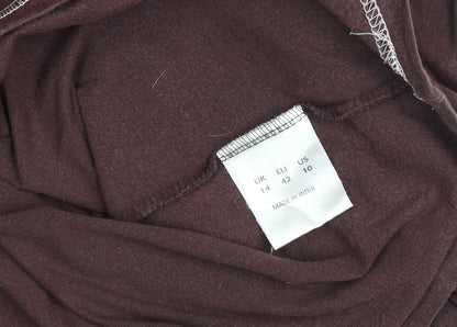 Joe Browns Women Brown Heart Button Long Sleeve Cotton T-Shirt UK 14