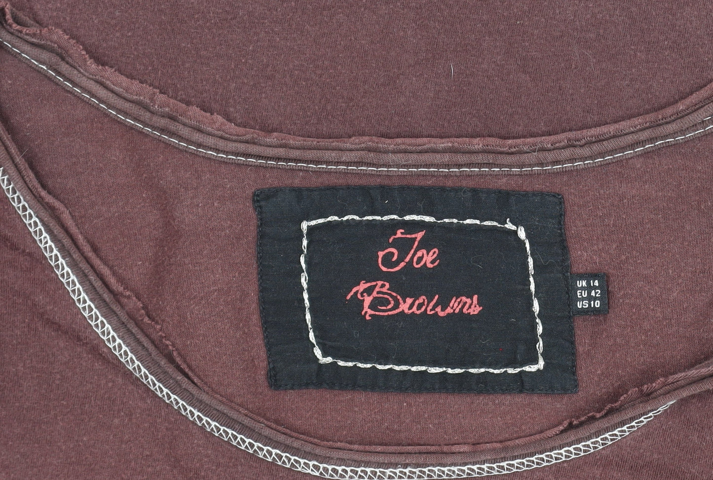 Joe Browns Women Brown Heart Button Long Sleeve Cotton T-Shirt UK 14