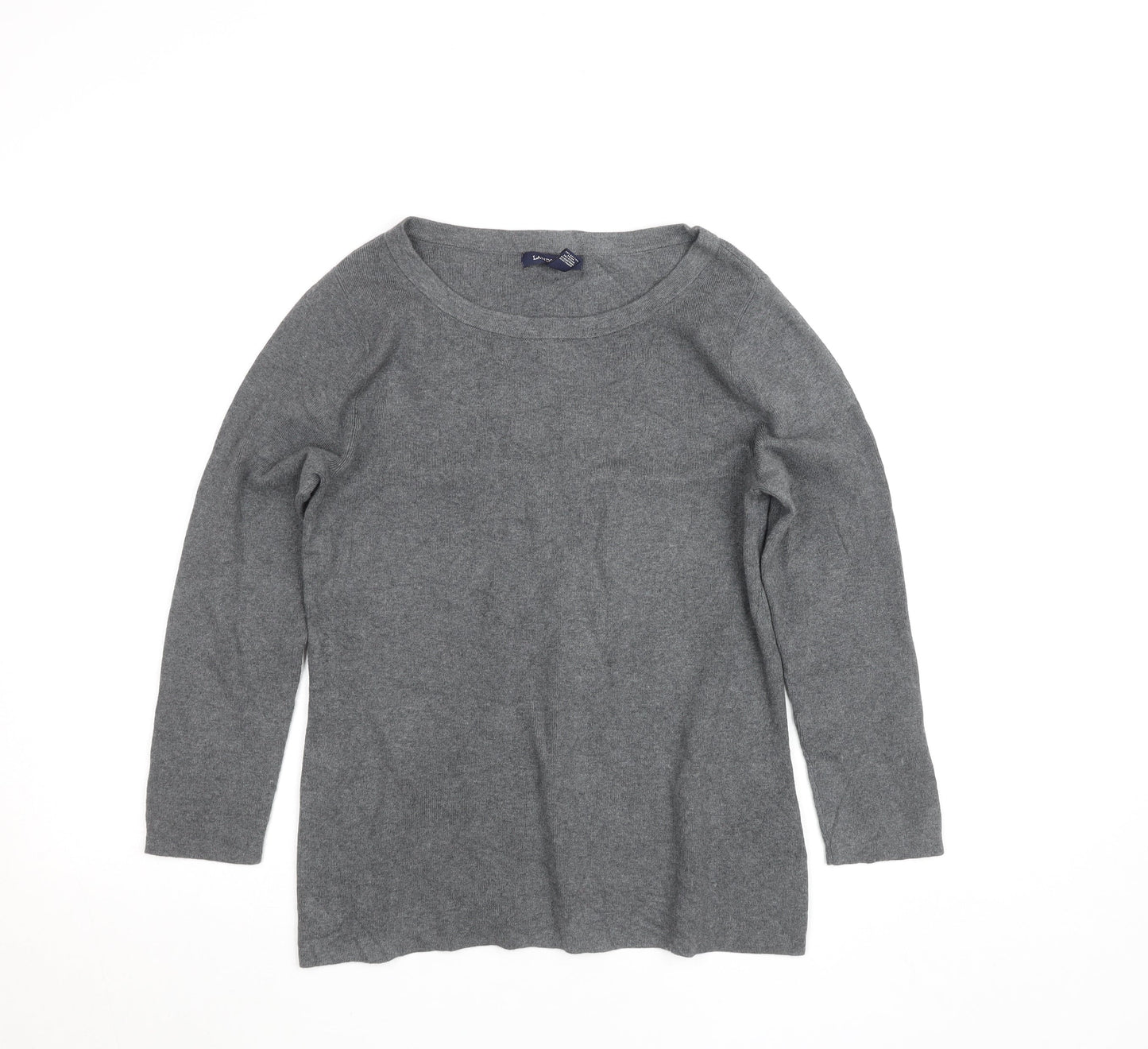 Lands' End Women's Grey Wool Blend Long Sleeve Basic Jumper Size S