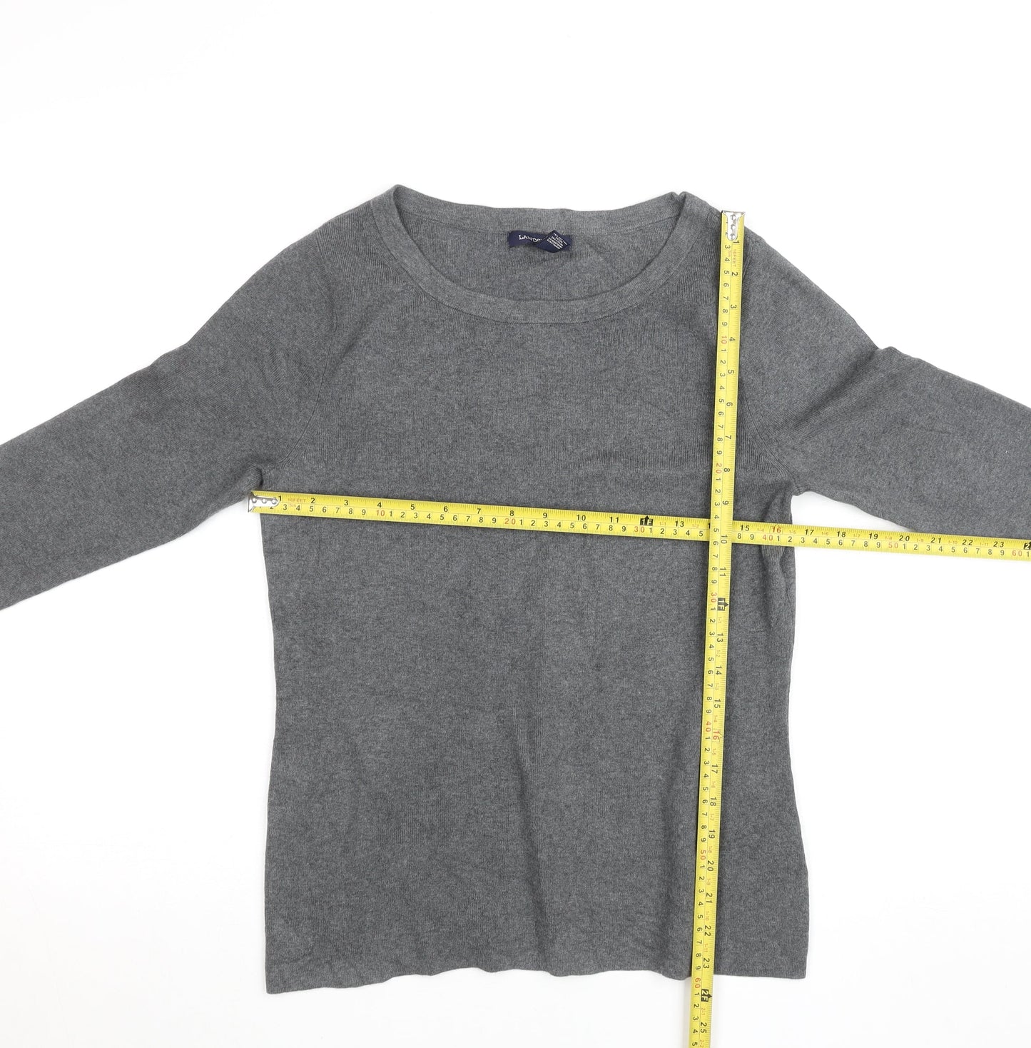 Lands' End Women's Grey Wool Blend Long Sleeve Basic Jumper Size S