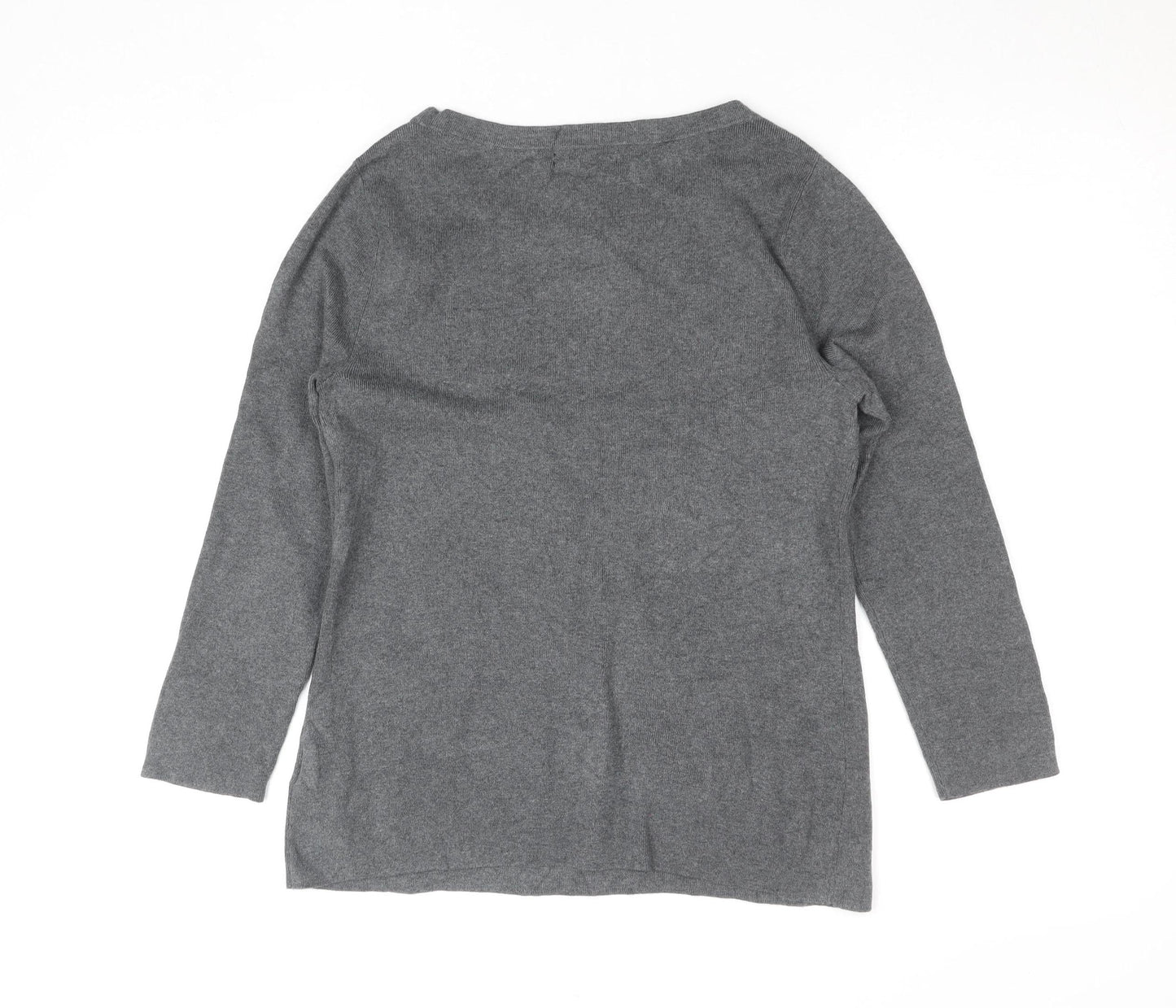 Lands' End Women's Grey Wool Blend Long Sleeve Basic Jumper Size S