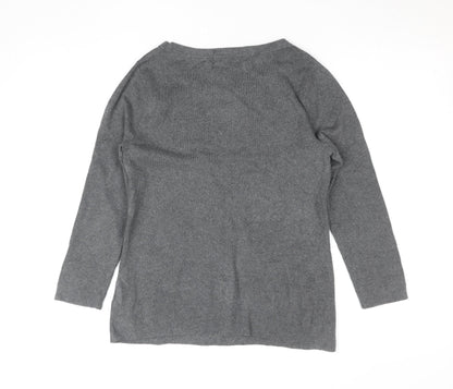 Lands' End Women's Grey Wool Blend Long Sleeve Basic Jumper Size S