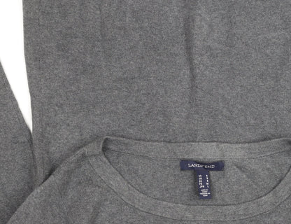 Lands' End Women's Grey Wool Blend Long Sleeve Basic Jumper Size S
