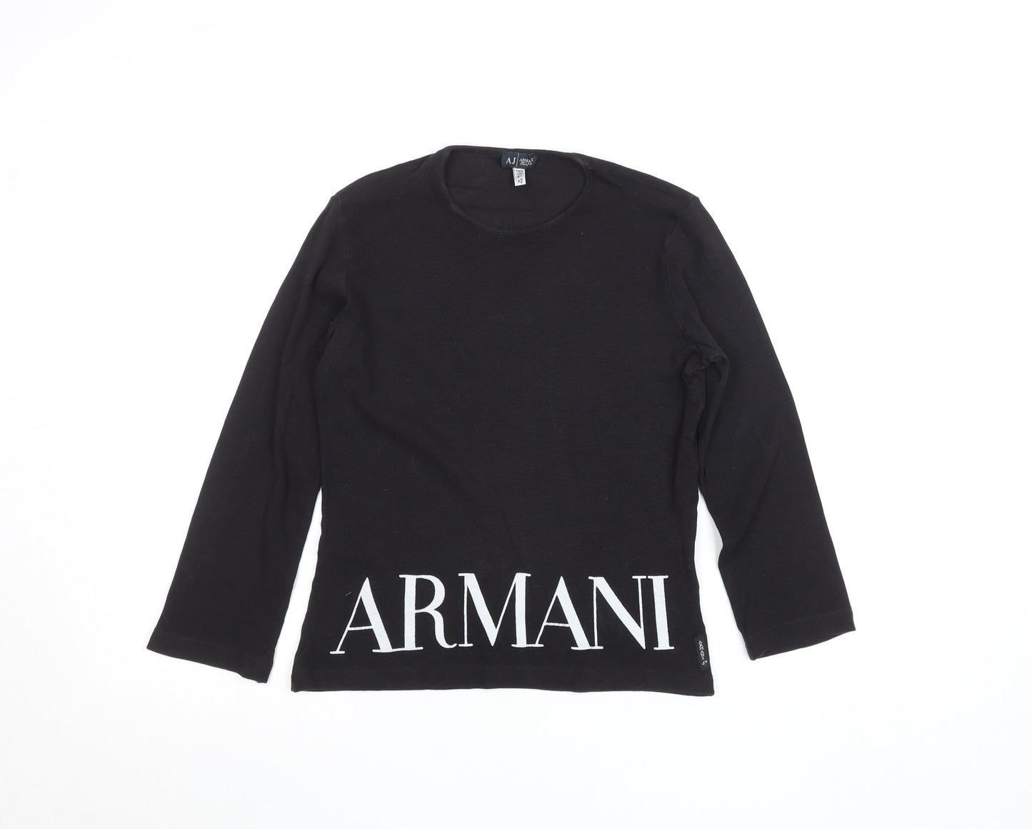 Armani Jeans Women's Black Long Sleeve Cotton Logo T-Shirt Size S