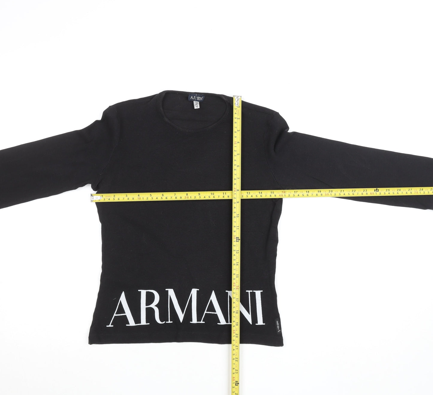 Armani Jeans Women's Black Long Sleeve Cotton Logo T-Shirt Size S