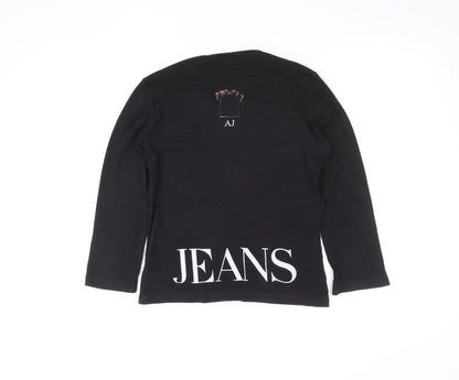 Armani Jeans Women's Black Long Sleeve Cotton Logo T-Shirt Size S