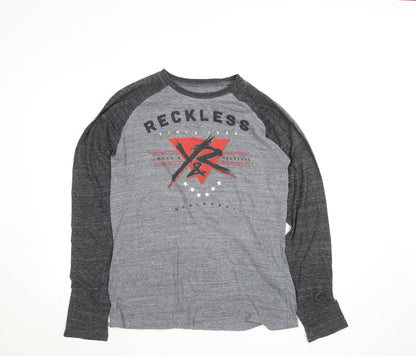 Young & Reckless Men’s Grey Long Sleeve Graphic Top Size L