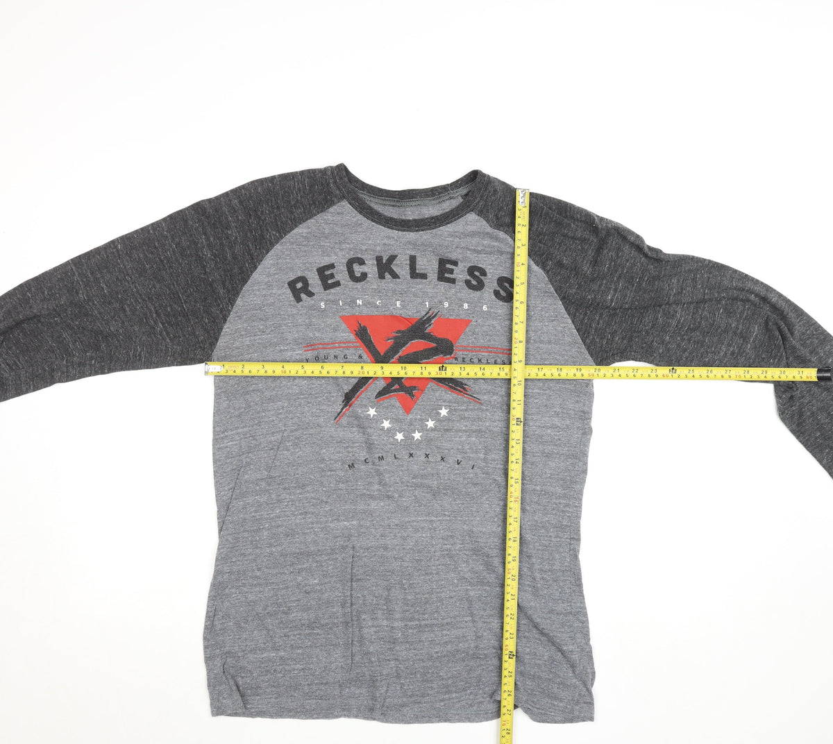 Young & Reckless Men’s Grey Long Sleeve Graphic Top Size L