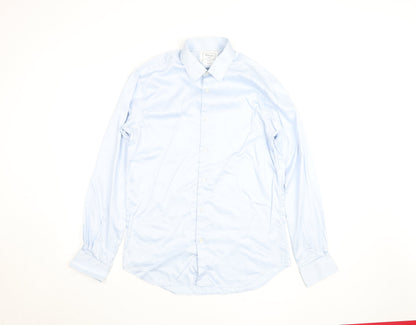 T.M.Lewin Men’s Blue Slim Fit Long Sleeve Cotton Button-Up Shirt 15.5”