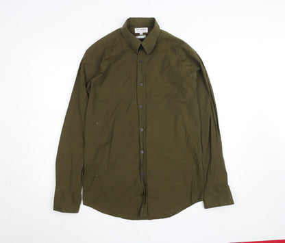 Jeff Banks Men's Green Slim Fit Long Sleeve Button-Up Shirt Size M