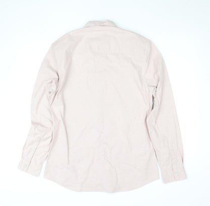 Topman Men's Beige Slim Fit Long Sleeve Button-Up Shirt L