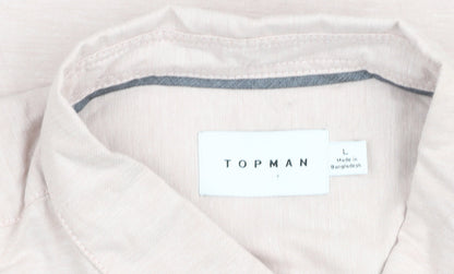 Topman Men's Beige Slim Fit Long Sleeve Button-Up Shirt L