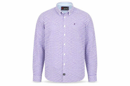 Outrage Men's Blue Check Cotton Long Sleeve Button-Up Shirt L