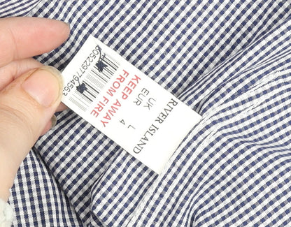 River Island Men's Blue Check Slim Fit Long Sleeve Shirt L