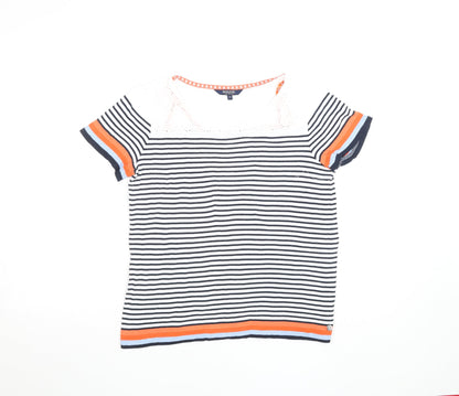 Maine New England Women's Multicoloured Stripe Cotton Blend T-Shirt Size 16