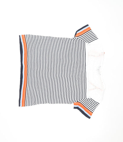 Maine New England Women's Multicoloured Stripe Cotton Blend T-Shirt Size 16