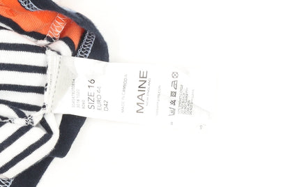 Maine New England Women's Multicoloured Stripe Cotton Blend T-Shirt Size 16