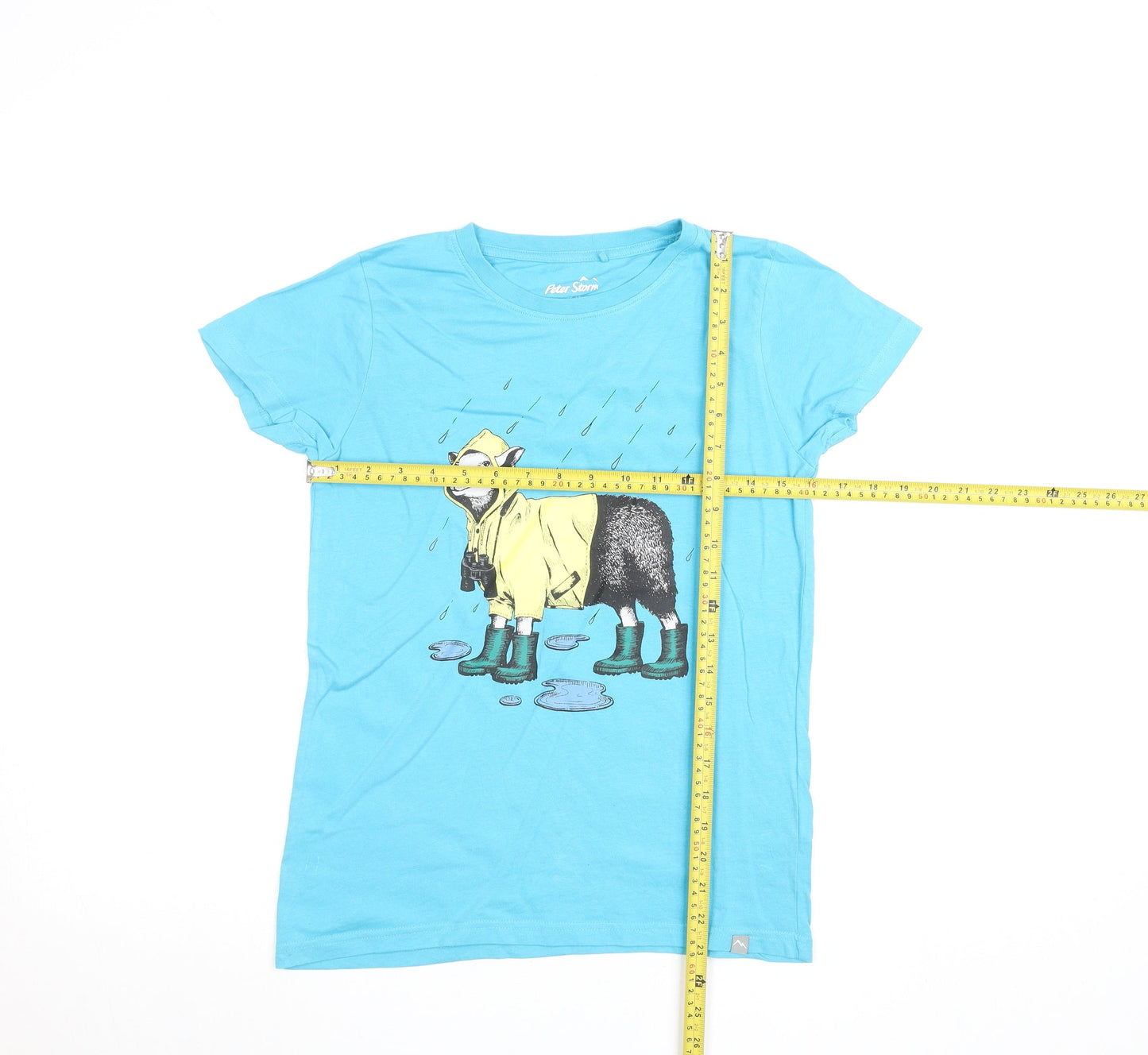 Peter Storm Womens Blue Funny Graphic T-Shirt Size 12 Cotton Crew Neck