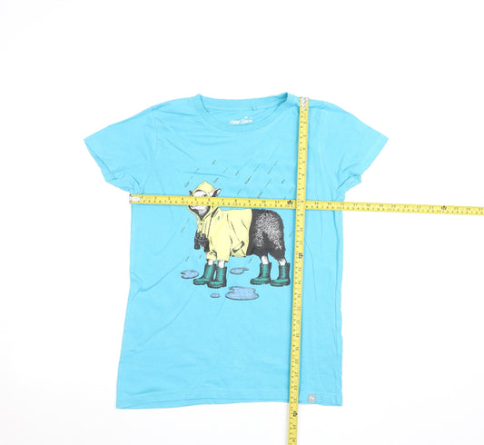 Peter Storm Womens Blue Funny Graphic T-Shirt Size 12 Cotton Crew Neck