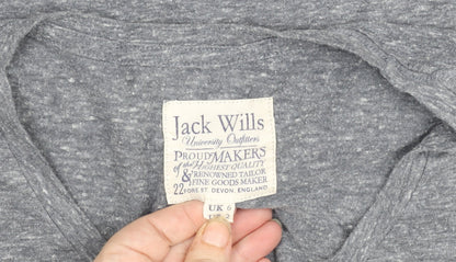 Jack Wills Womens Grey Size 6 Slim Fit Jersey T-Shirt