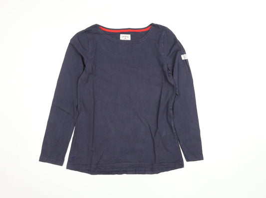 Joules Women's Blue Long Sleeve Cotton Boat Neck Top Size 10