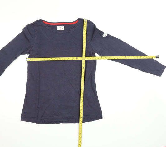 Joules Women's Blue Long Sleeve Cotton Boat Neck Top Size 10