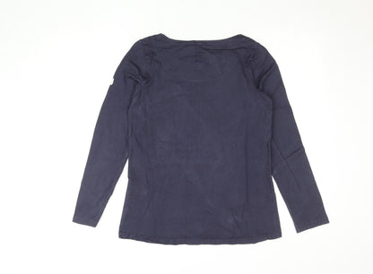 Joules Women's Blue Long Sleeve Cotton Boat Neck Top Size 10