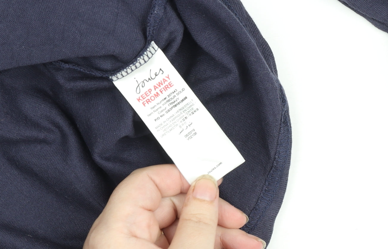 Joules Women's Blue Long Sleeve Cotton Boat Neck Top Size 10