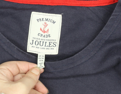 Joules Women's Blue Long Sleeve Cotton Boat Neck Top Size 10
