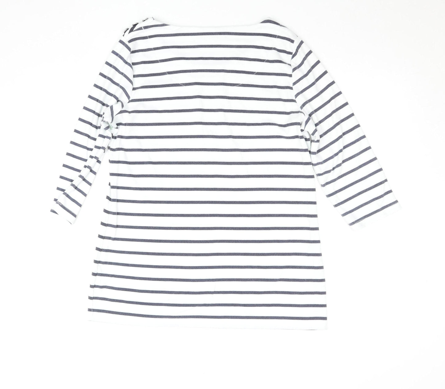 Bonmarché Women’s White Striped Butterfly T-Shirt Size 14 3/4 Sleeve