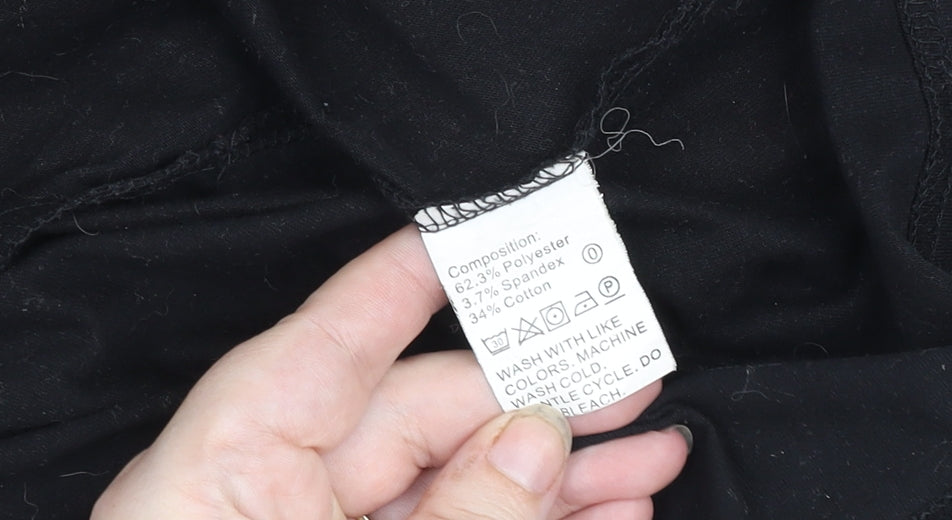 Womens UK Size 10 ROMWE Black Basic T-Shirt