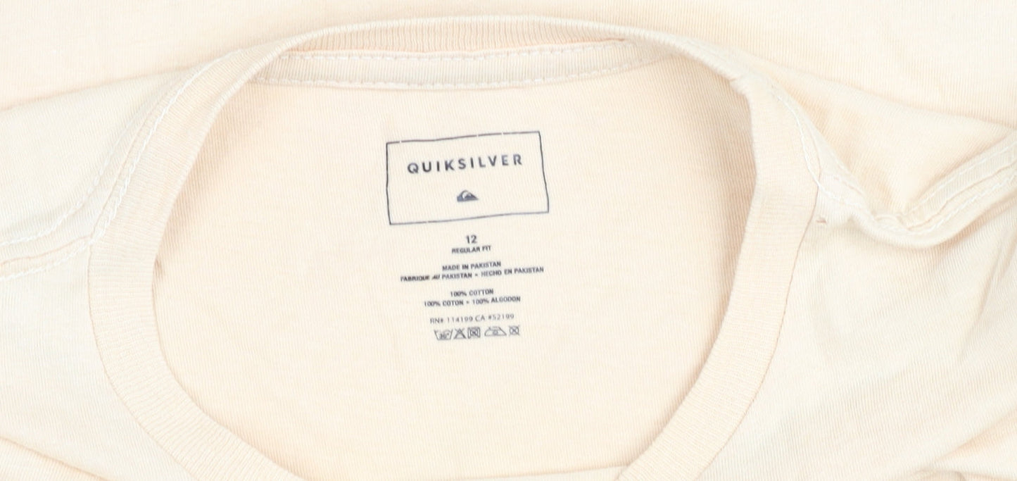 Womens UK Size 12 Quiksilver Beige Basic T-Shirt