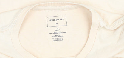 Womens UK Size 12 Quiksilver Beige Basic T-Shirt